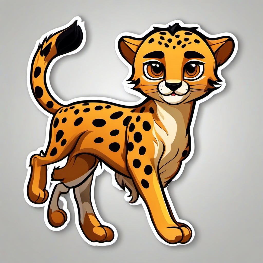 Cheetah cartoon - fastest land animal  cartoon sticker style