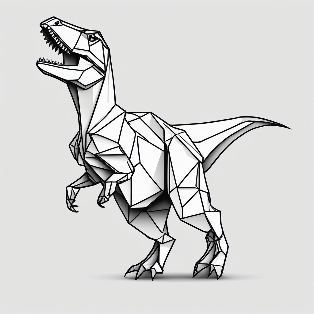 Origami T Rex Tattoo - Showcase the iconic T-Rex in an origami-themed tattoo for a unique and creative look.  simple vector color tattoo,minimal,white background