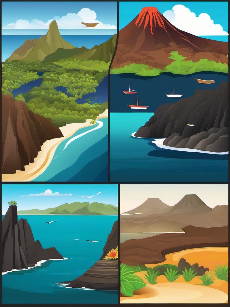 The Galapagos Islands clipart - Volcanic islands in the Pacific Ocean, ,color clipart vector style