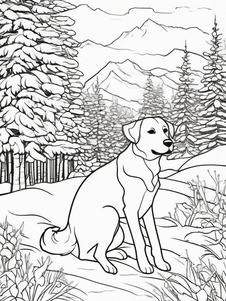 Dog in the Snow Coloring Pages - Pup Enjoying Winter Wonderland  minimal black outline printable sheet, coloring page