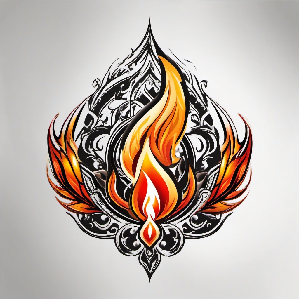 fire element tattoo design  simple color tattoo,white background