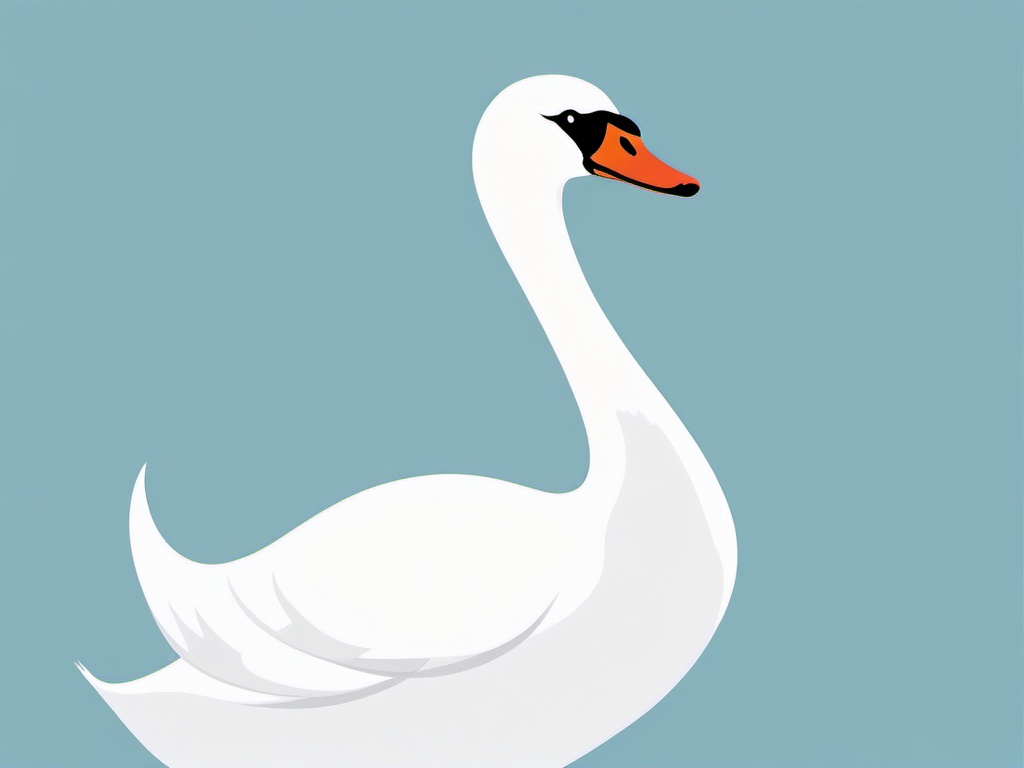 Swan cartoon  minimal, white background