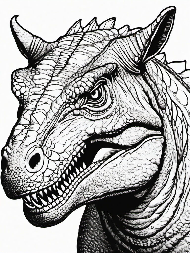 Carnotaurus Coloring Pages - Horned Carnivore  black outline printable coloring page