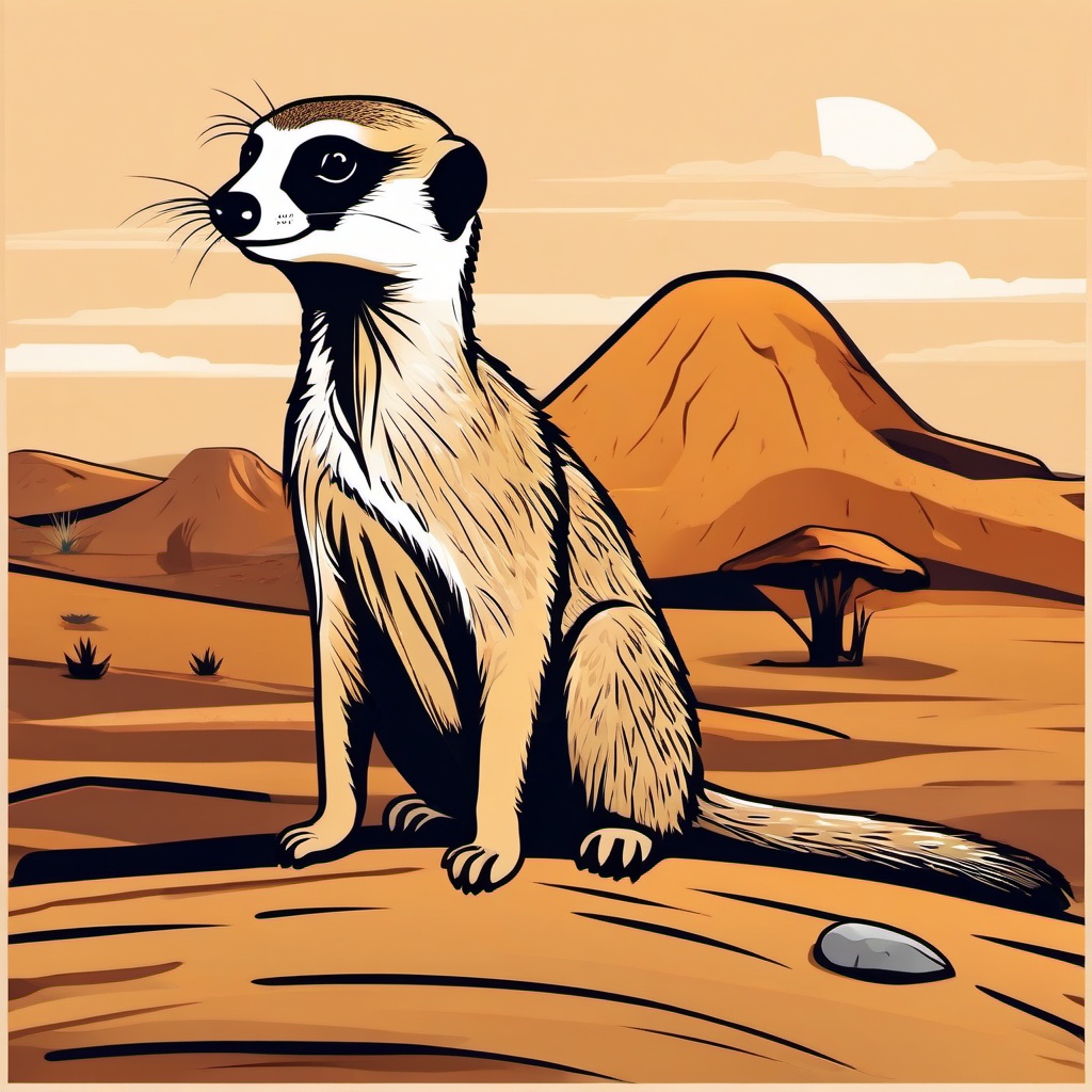 Meerkat clipart - Small, social mongoose in arid regions, ,color clipart vector style