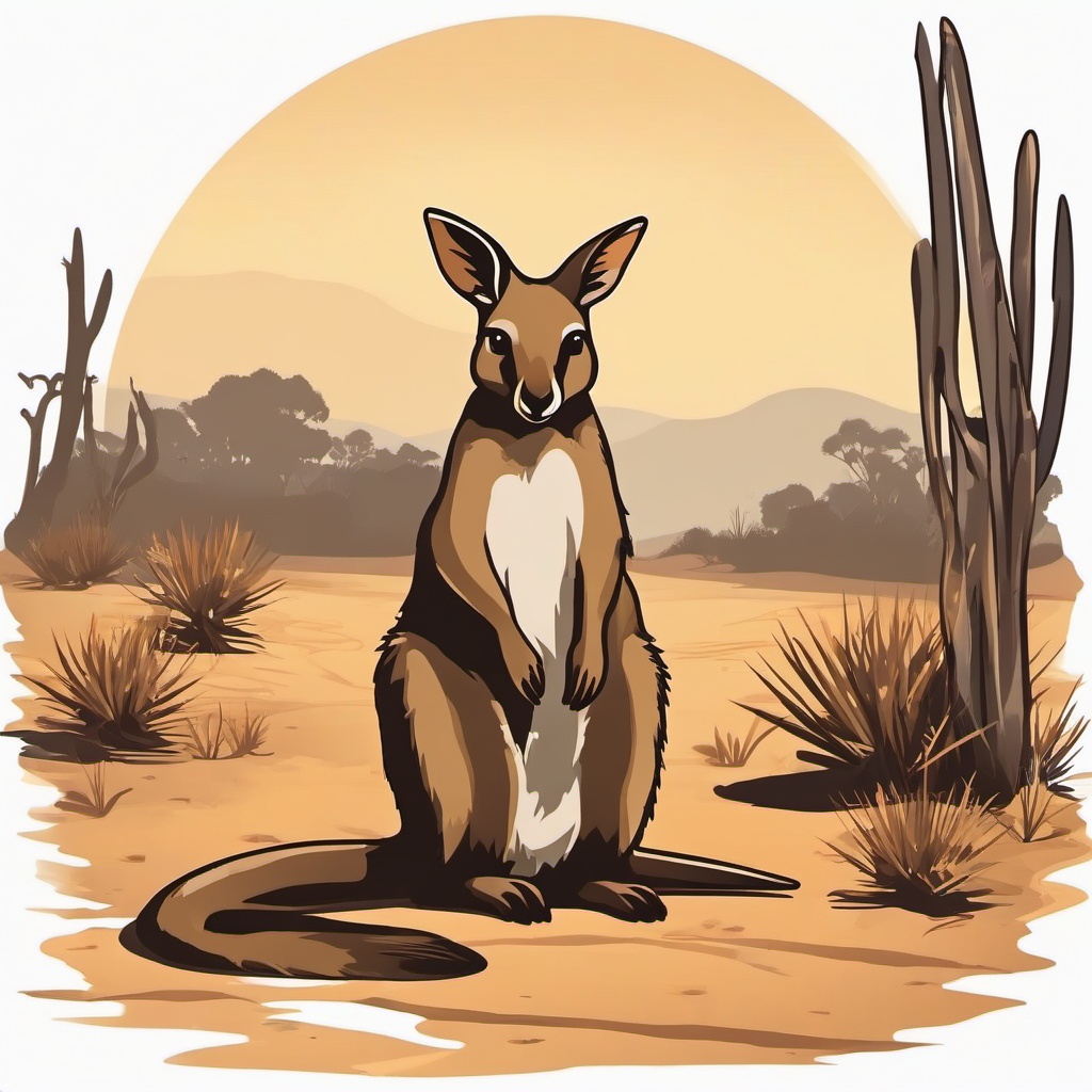 Cute Wallaby in the Australian Outback  clipart, simple