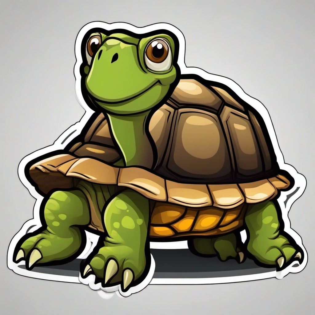 Tortoise cartoon - slow, shelled reptile  cartoon sticker style