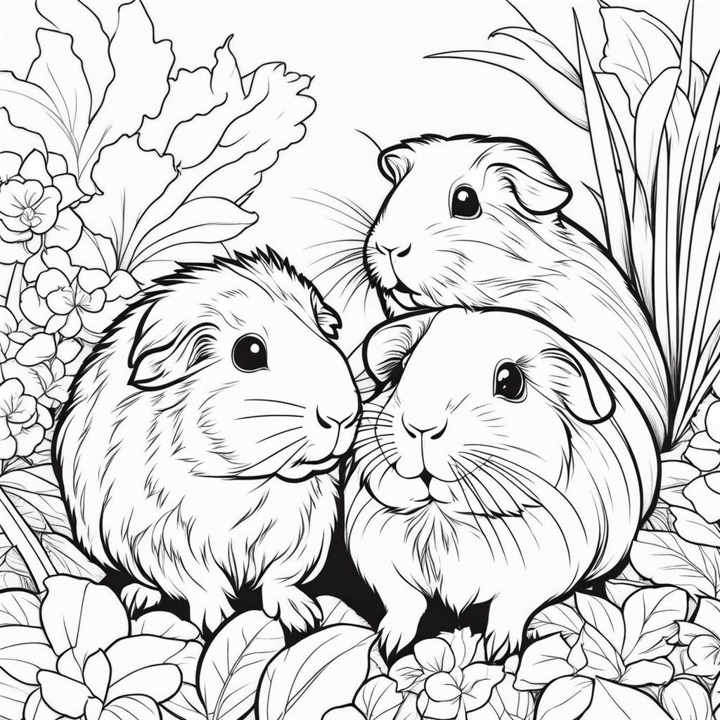 guinea pigs cute animals coloring page 