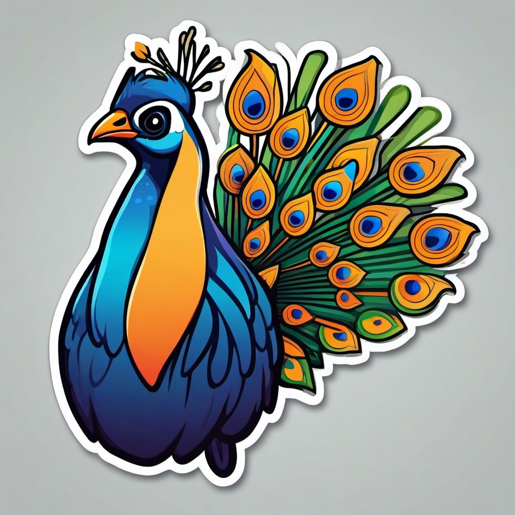 Peacock cartoon - colorful bird sometimes kept for its feathers  cartoon sticker style