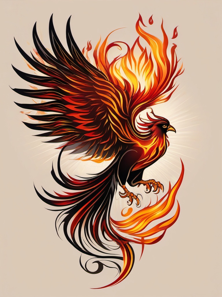 Phoenix rising tattoo, Artistic tattoos that depict the phoenix's ascent from flames. , color, tattoo design