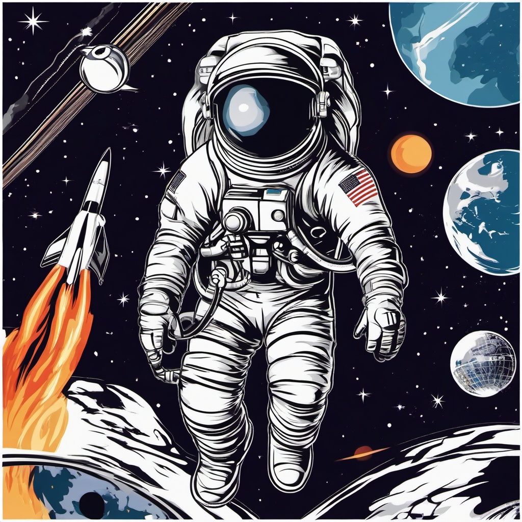 Astronaut clipart - astronaut with a space map  clipart