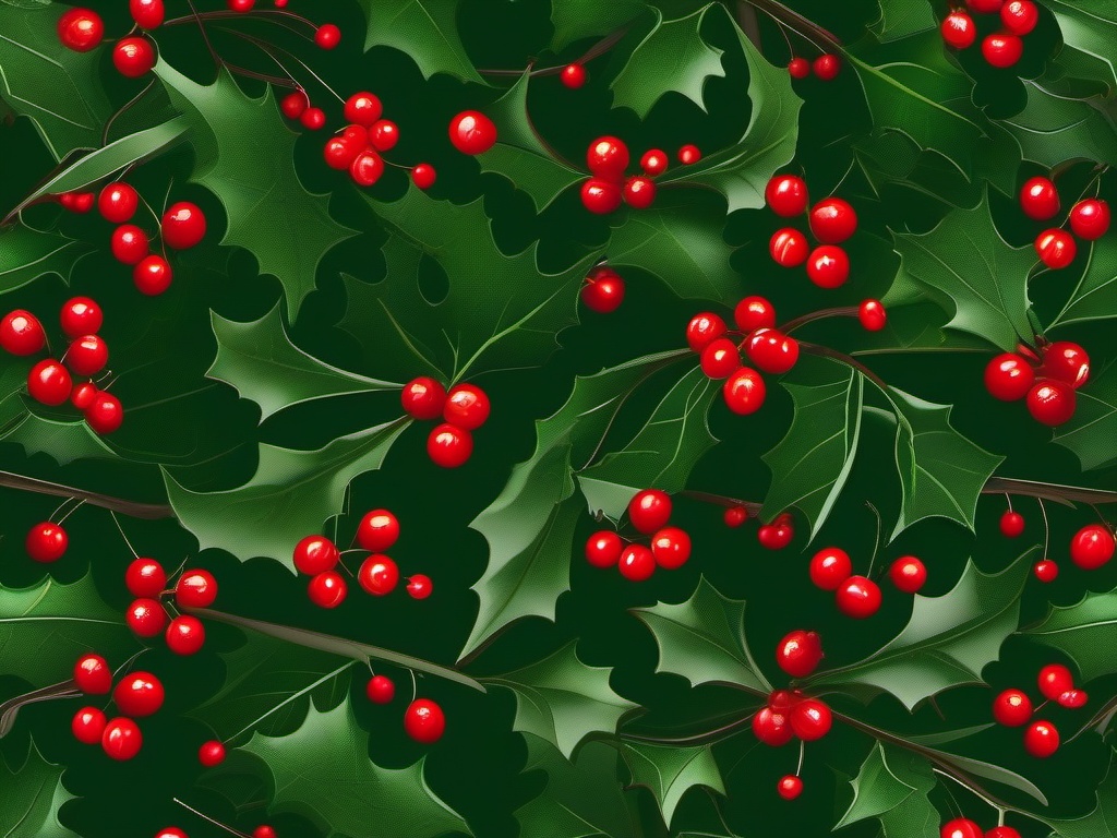 Green And Red Background-Bright green with small red holly leaves and berries for a classic Christmas look  background wallpaper