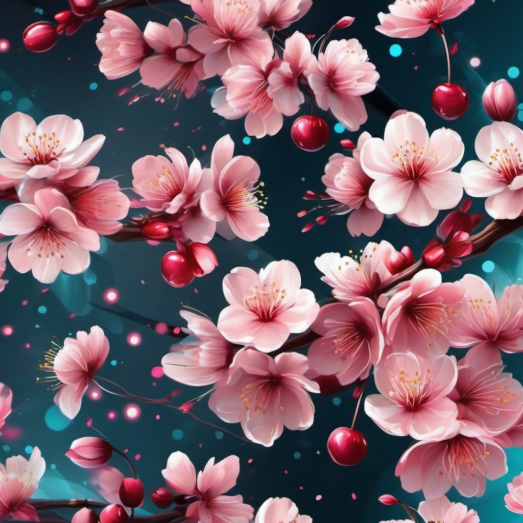 Spring iPhone Wallpaper - Futuristic Blooming Cherry Blossoms for iPhone, Digital Blossom Beauty  intricate patterns, splash art, wallpaper art