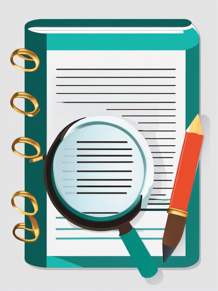 Book and Magnifying Glass Icon - Book and magnifying glass icon for research and knowledge,  color vector clipart, minimal style