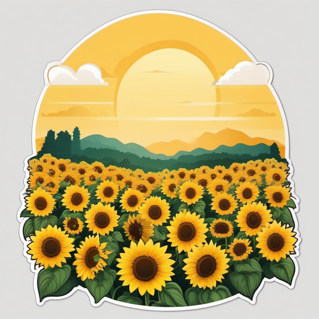 Sunflower Field Emoji Sticker - A sea of golden blooms under the sun, , sticker vector art, minimalist design