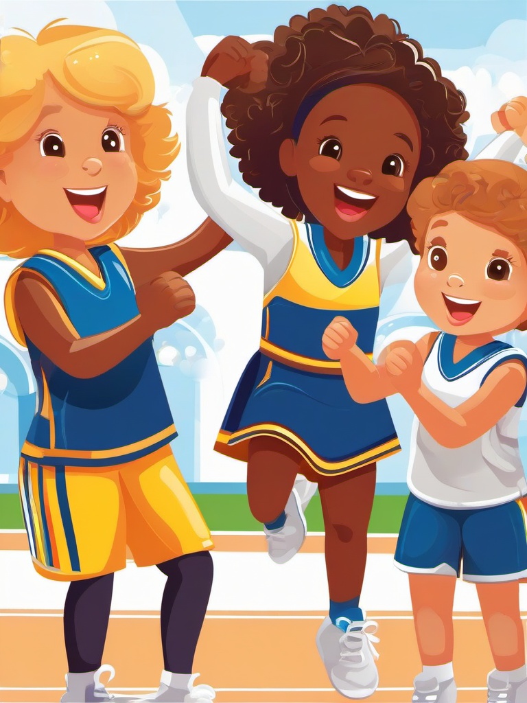 Cheer clipart - kids cheering at a sports event  