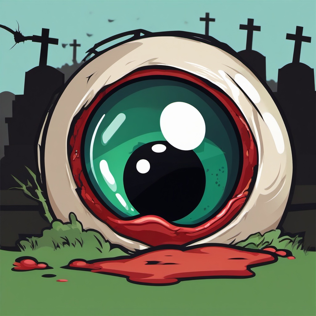 Eyeball clipart - zombie eyeball crawling out of a grave  color,minimalist,vector clipart