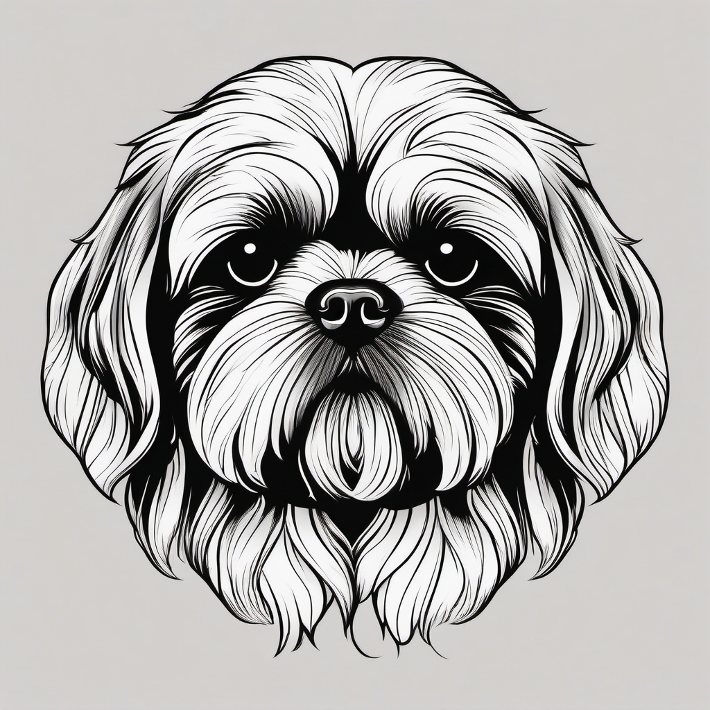 Shih Tzu tattoo: Elegant Shih Tzu, capturing the regal charm and beauty in ink.  color tattoo style, minimalist, white background