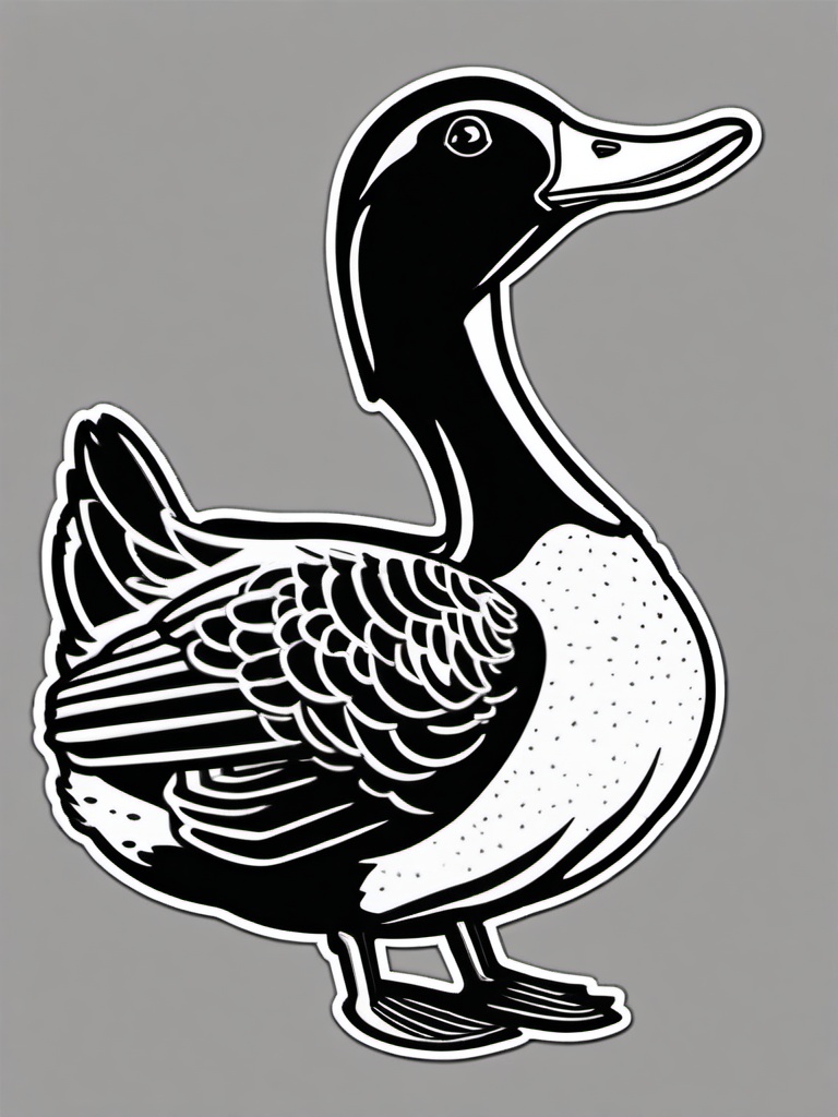 Ancona Duck cartoon - friendly, black-and-white spotted duck  cartoon sticker style