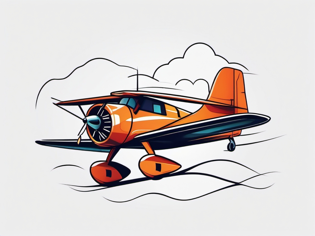 Stylized propeller plane with bold lines and a sense of adventure. Colored tattoo designs, minimalist, white background.  color tattoo minimalist white background