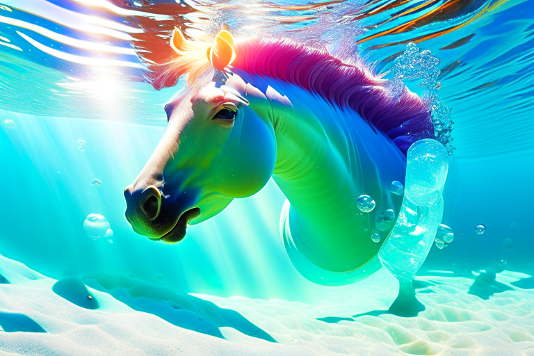 hippocampus, the sea-horse, frolicking in crystal-clear waters beneath a radiant sun. 