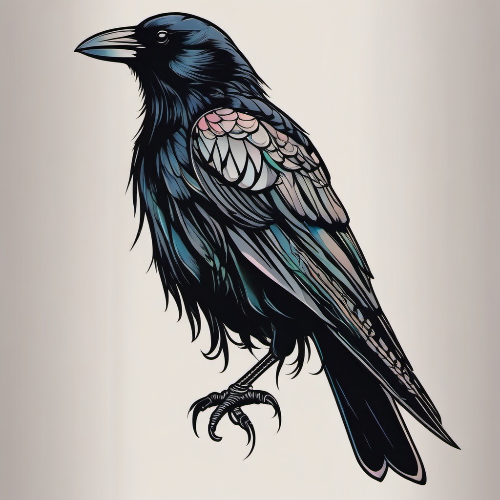 simple small crow tattoo  simple vector color tattoo