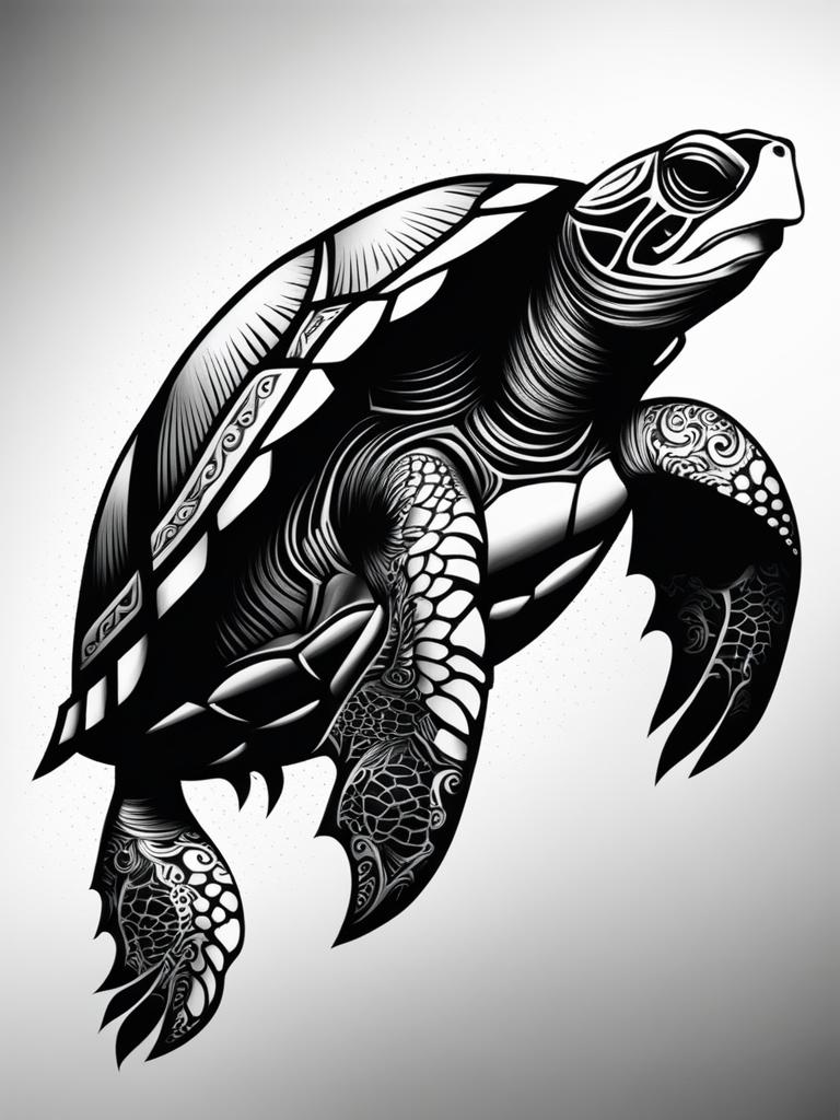 turtle tattoo black and white design 