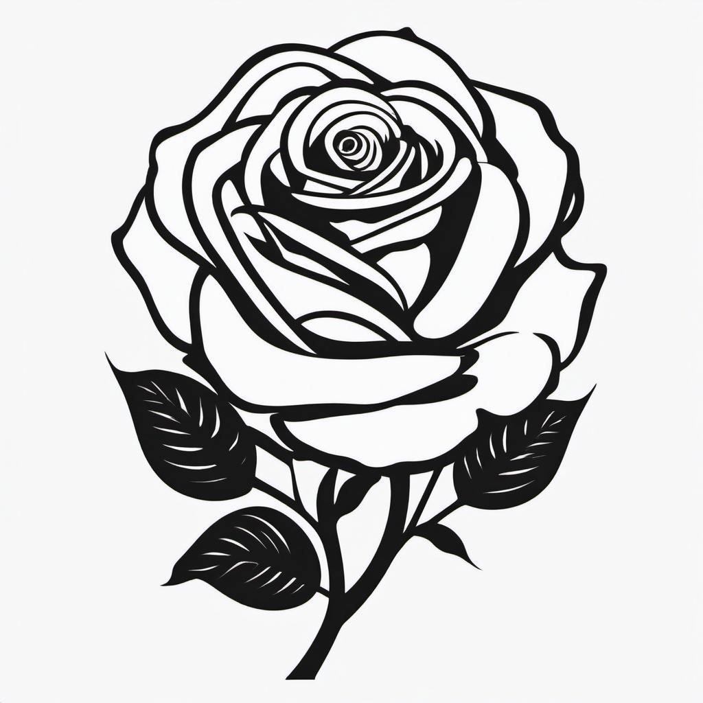 Rose with a Snake Tattoo - Tattoo featuring a rose entwined with a snake.  simple vector tattoo,minimalist,white background