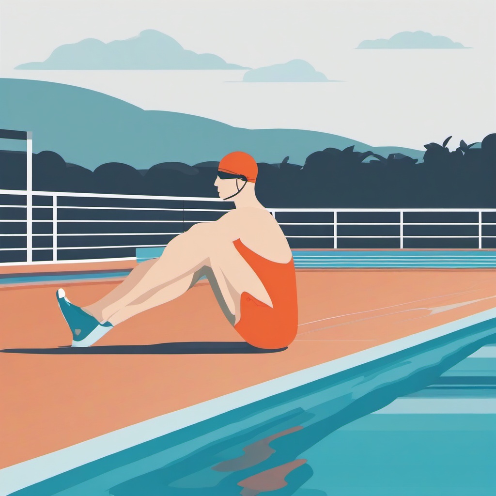 Swimmer clipart - swimmer warming up on the pool deck  color,minimalist,vector clipart