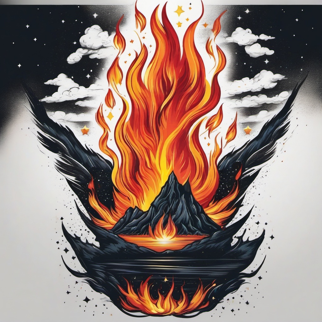 doubt thou the stars are fire tattoo  simple color tattoo,white background