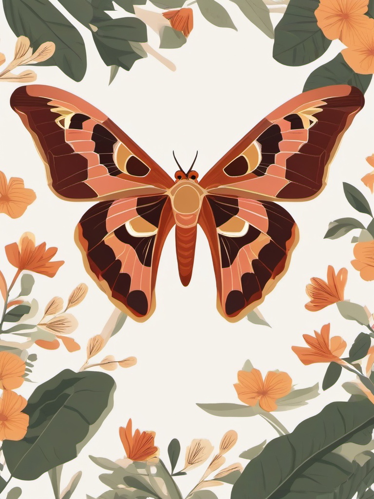 Atlas Moth Clip Art - An atlas moth with large wingspan,  color vector clipart, minimal style