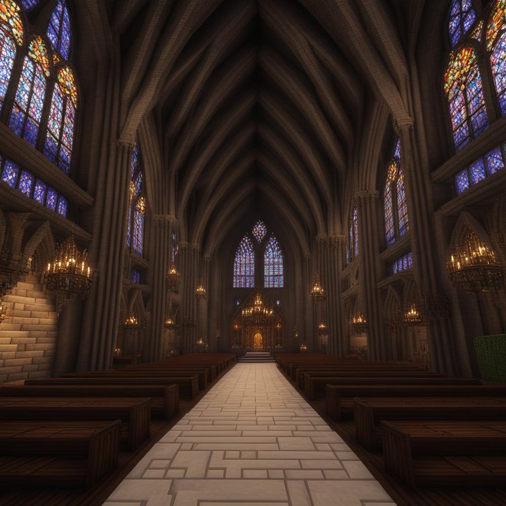 medieval cathedral with intricate stained glass windows - minecraft house design ideas minecraft block style