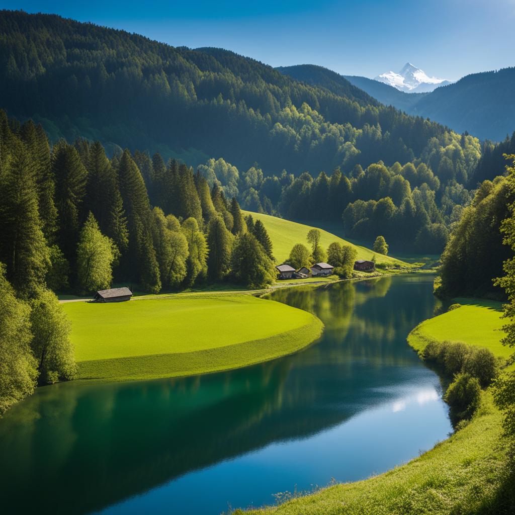 exotic joux valley lakes - illustrate the exotic beauty of the joux valley lakes, featuring clear waters surrounded by lush forests. 