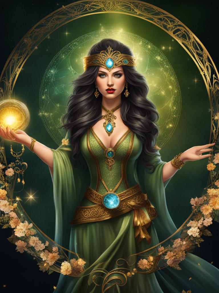 enchantress clipart - an alluring enchantress weaving magical incantations. 