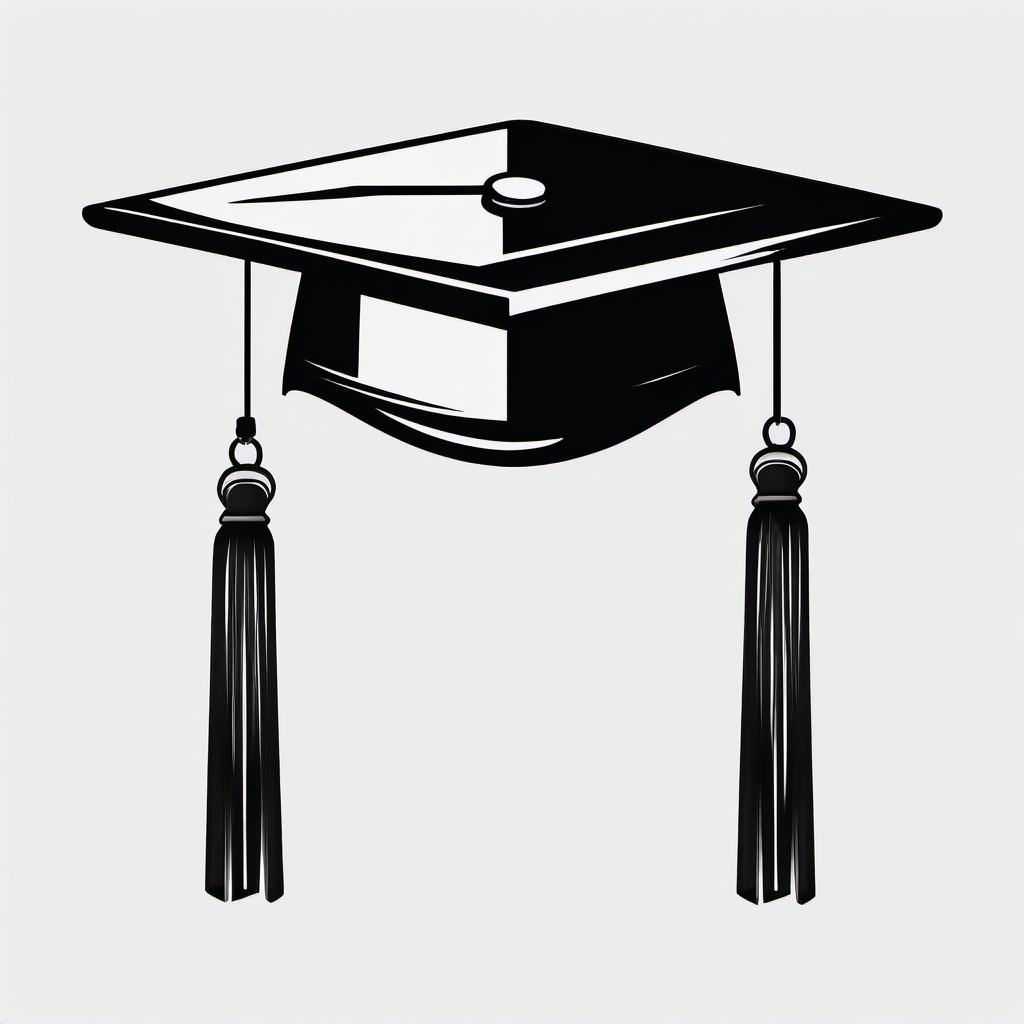 Graduation cap with a tassel hanging down clipart.  vector style illustration, white background