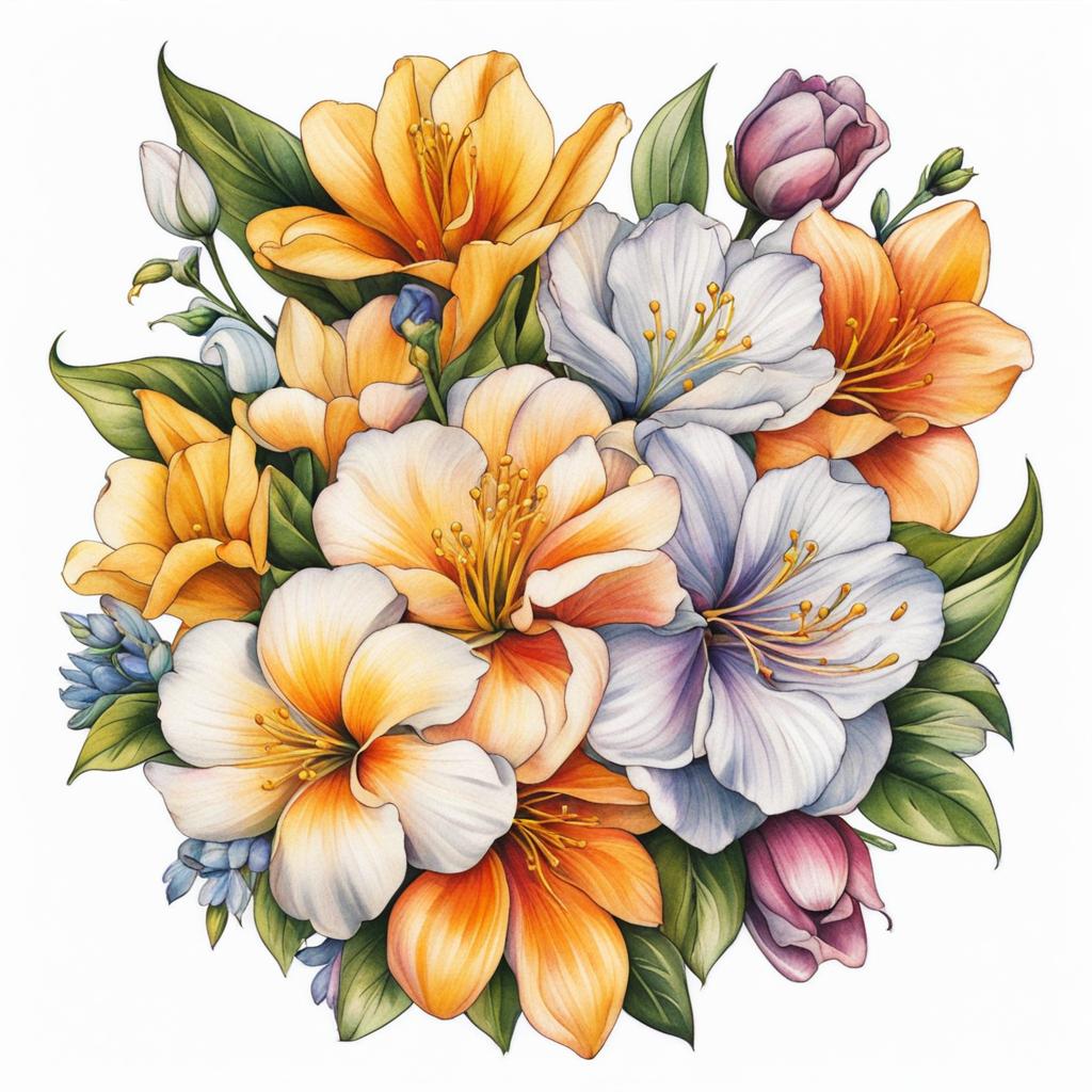 April birth flower tattoo, Tattoos representing the birth flower for the month of April.  vivid colors, white background, tattoo design