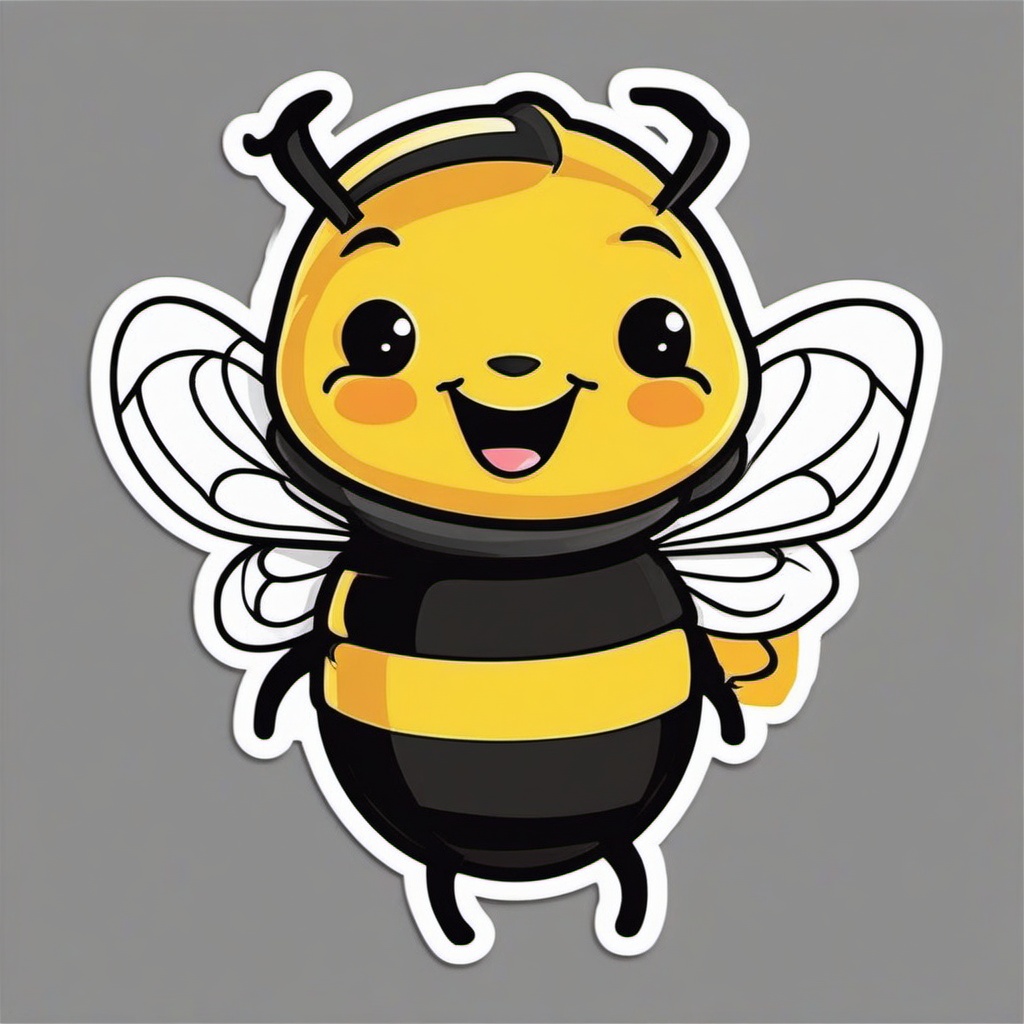 Happy Bumblebee sticker- Buzzing with Cuteness, , color sticker vector art