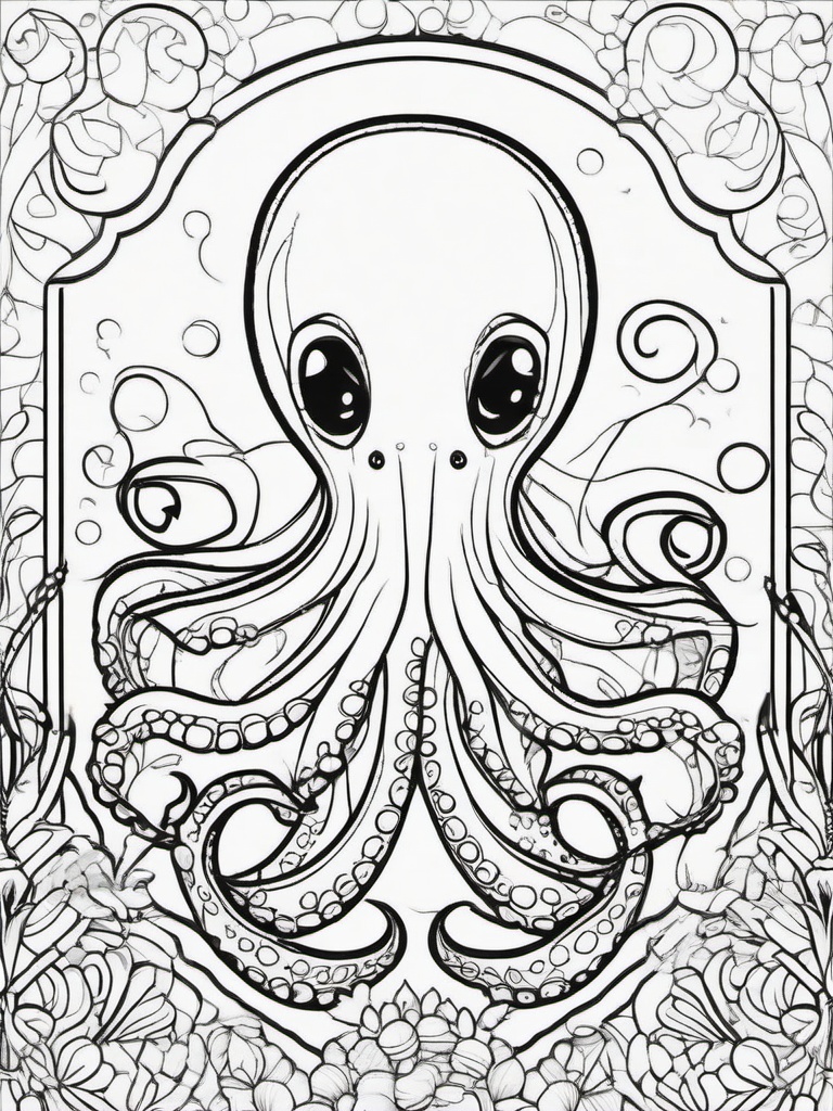 Sea Animal Coloring Pages - Friendly octopus with vibrant colors and patterns  simple coloring pages