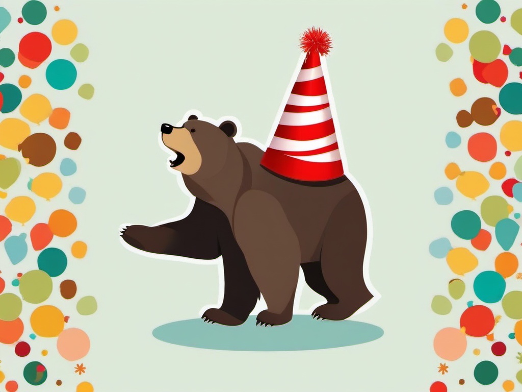 Bear clipart - bear wearing a party hat  