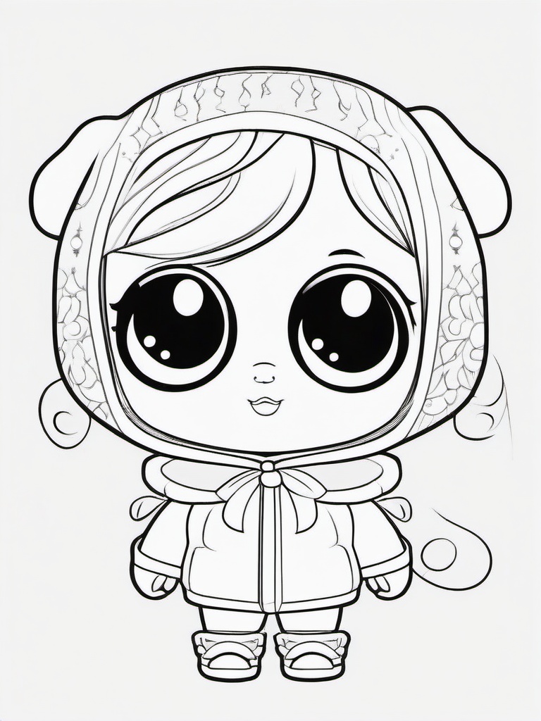 Kawaii Character Coloring Pages - Adorable Characters with Big Eyes  minimal black outline printable sheet, coloring page