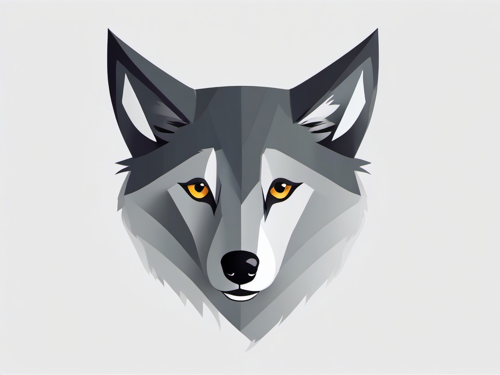 Wolf cartoon  minimal, white background