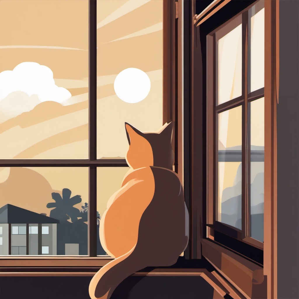 Cat clipart - cat looking out a window  