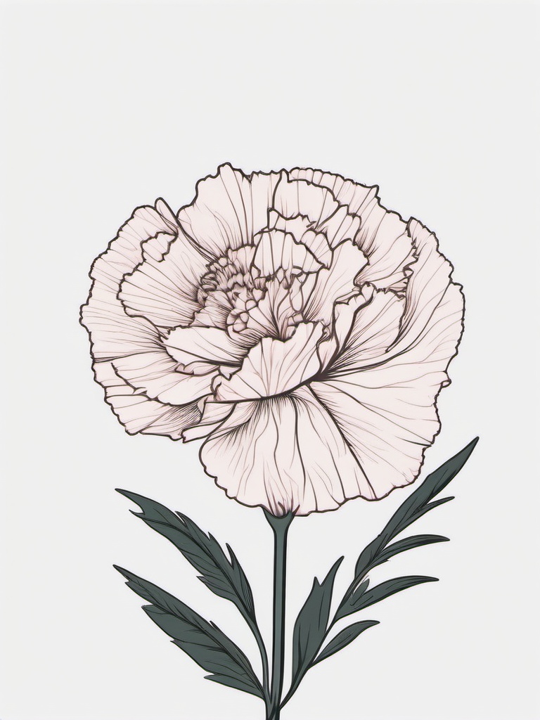 Carnation Tattoo Minimalist,Simplicity and elegance in a minimalist carnation tattoo, making a statement with clean lines and subtle details.  simple color tattoo,minimal vector art,white background