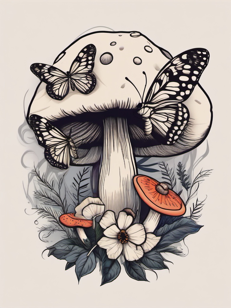 mushroom and butterfly tattoo  