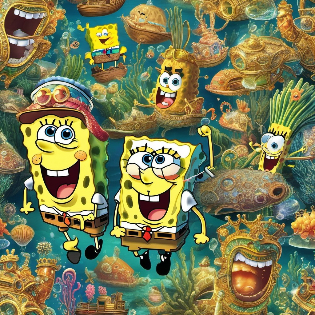 SpongeBob Wallpapers - Underwater Adventure in Bikini Bottom  wallpaper style, intricate details, patterns, splash art, light colors