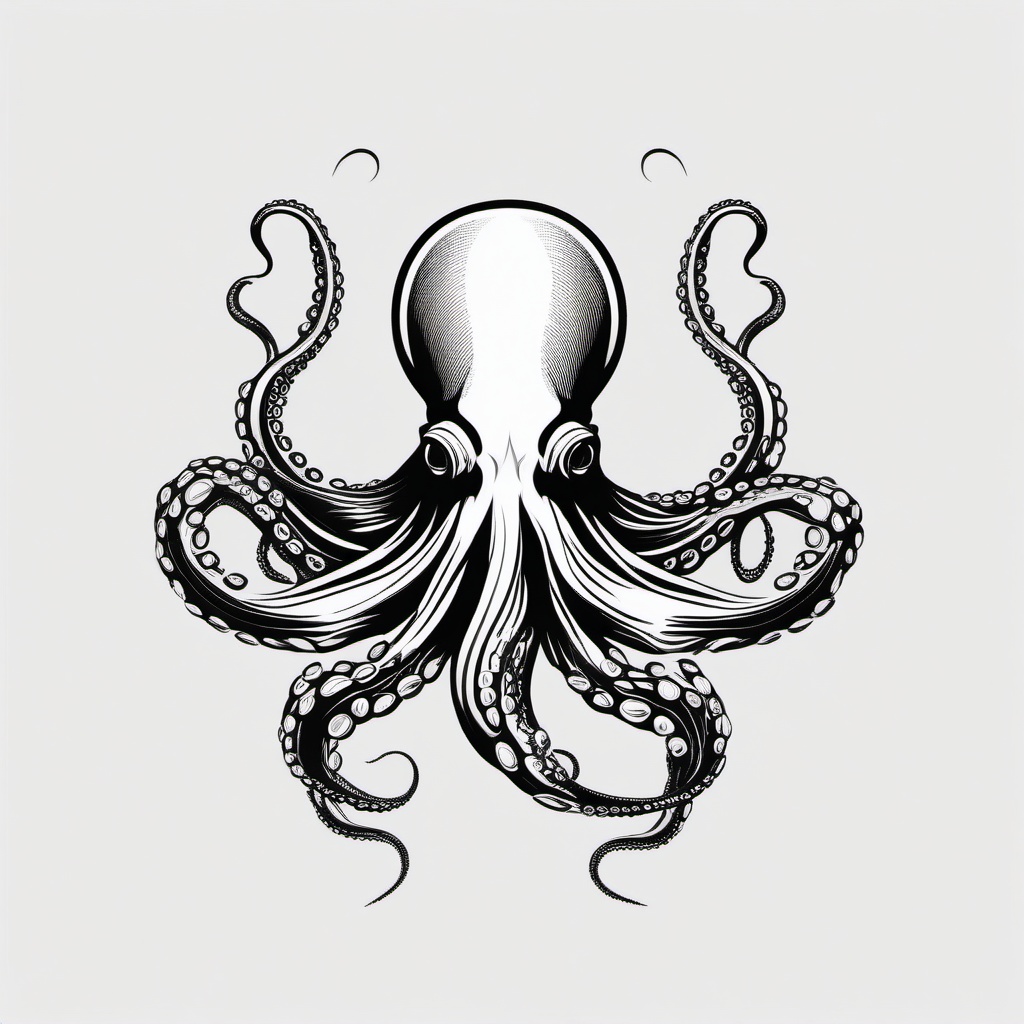 Octopus Tattoo Small - Embrace subtlety with a small and discreet tattoo featuring the captivating octopus.  simple vector color tattoo,minimal,white background