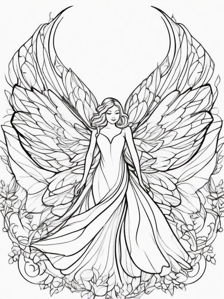 Fairy with Glowing Wings Coloring Pages - Fairy's Wings Shimmering with Magical Light  minimal black outline printable sheet, coloring page