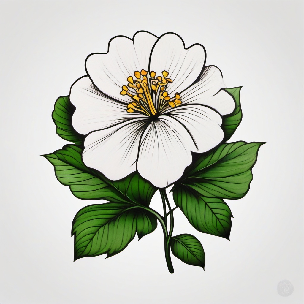 irish flower tattoo  simple color tattoo,minimal,white background