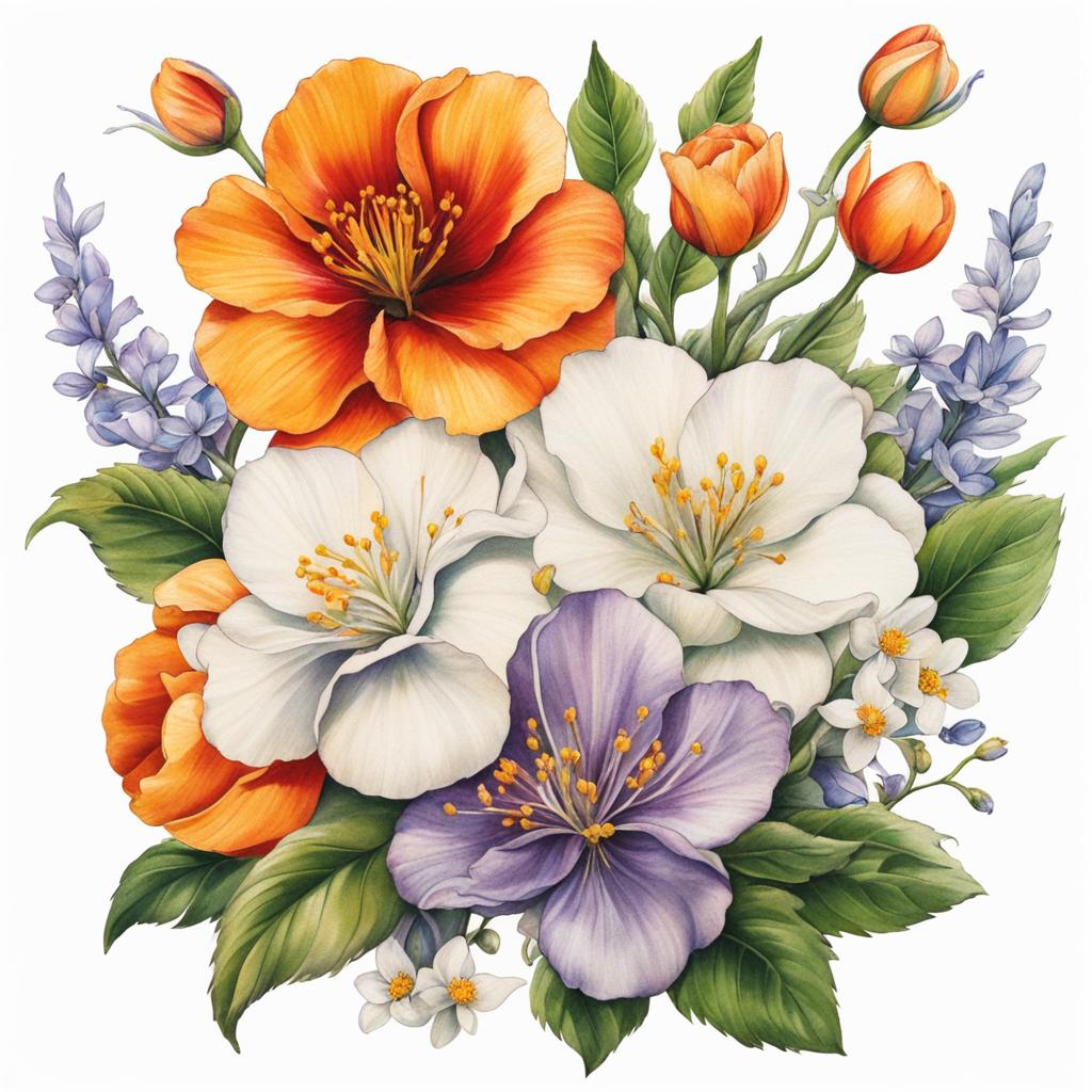 May birth flower tattoo, Tattoos representing the birth flower for the month of May.  vivid colors, white background, tattoo design