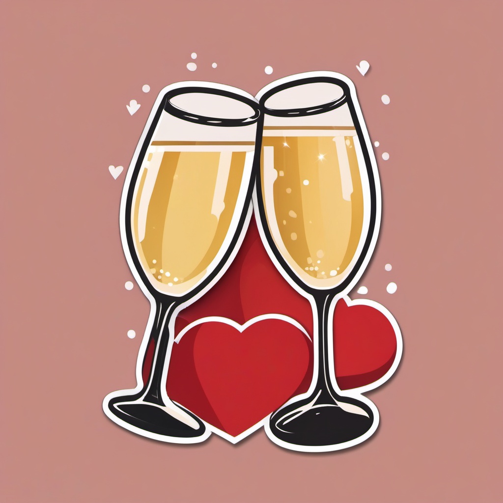 Champagne Toast to Love Emoji Sticker - Celebrating love with a clink, , sticker vector art, minimalist design