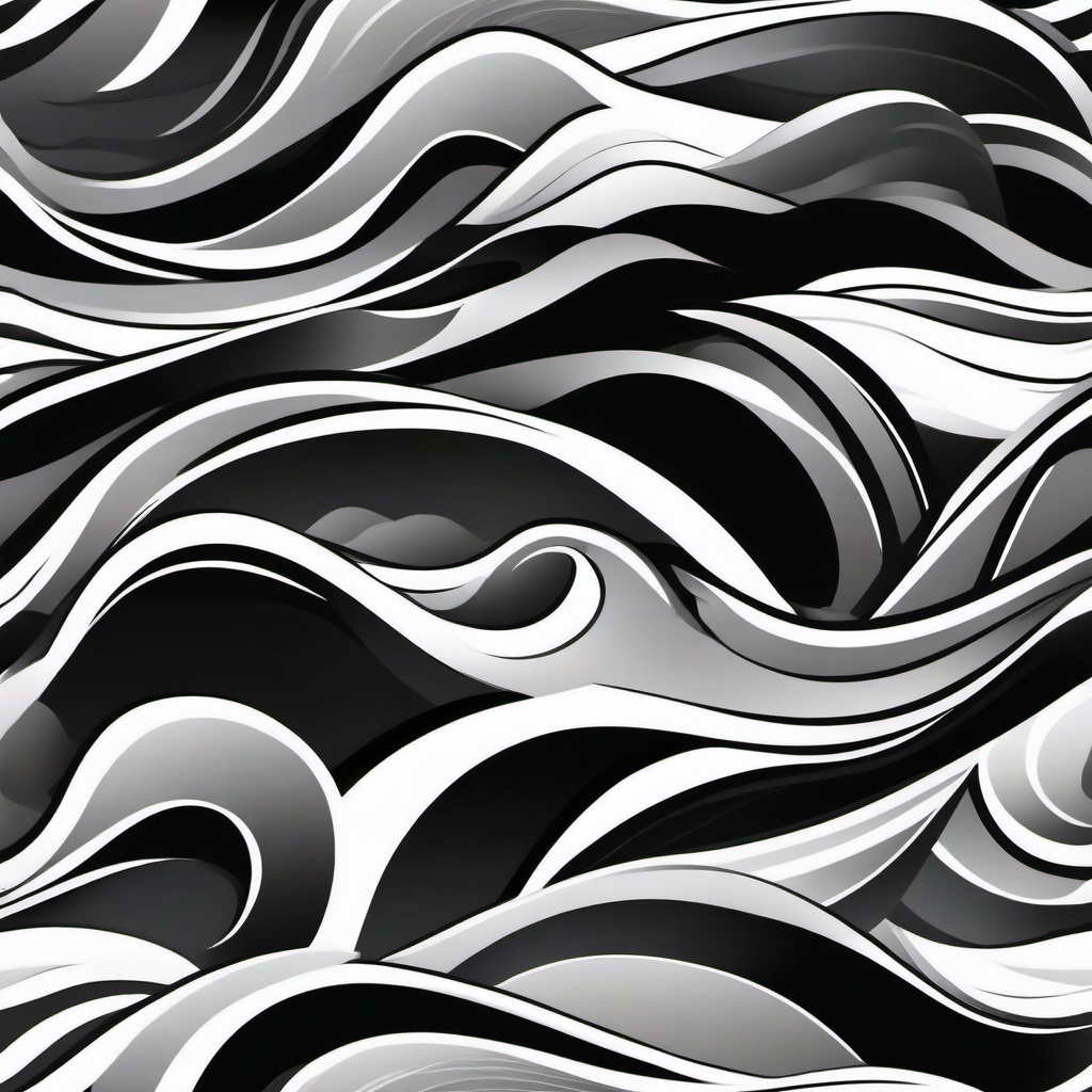 Black and Grey Wave Tattoo - Showcase elegance with a black and grey wave-themed tattoo design.  simple vector color tattoo,minimal,white background